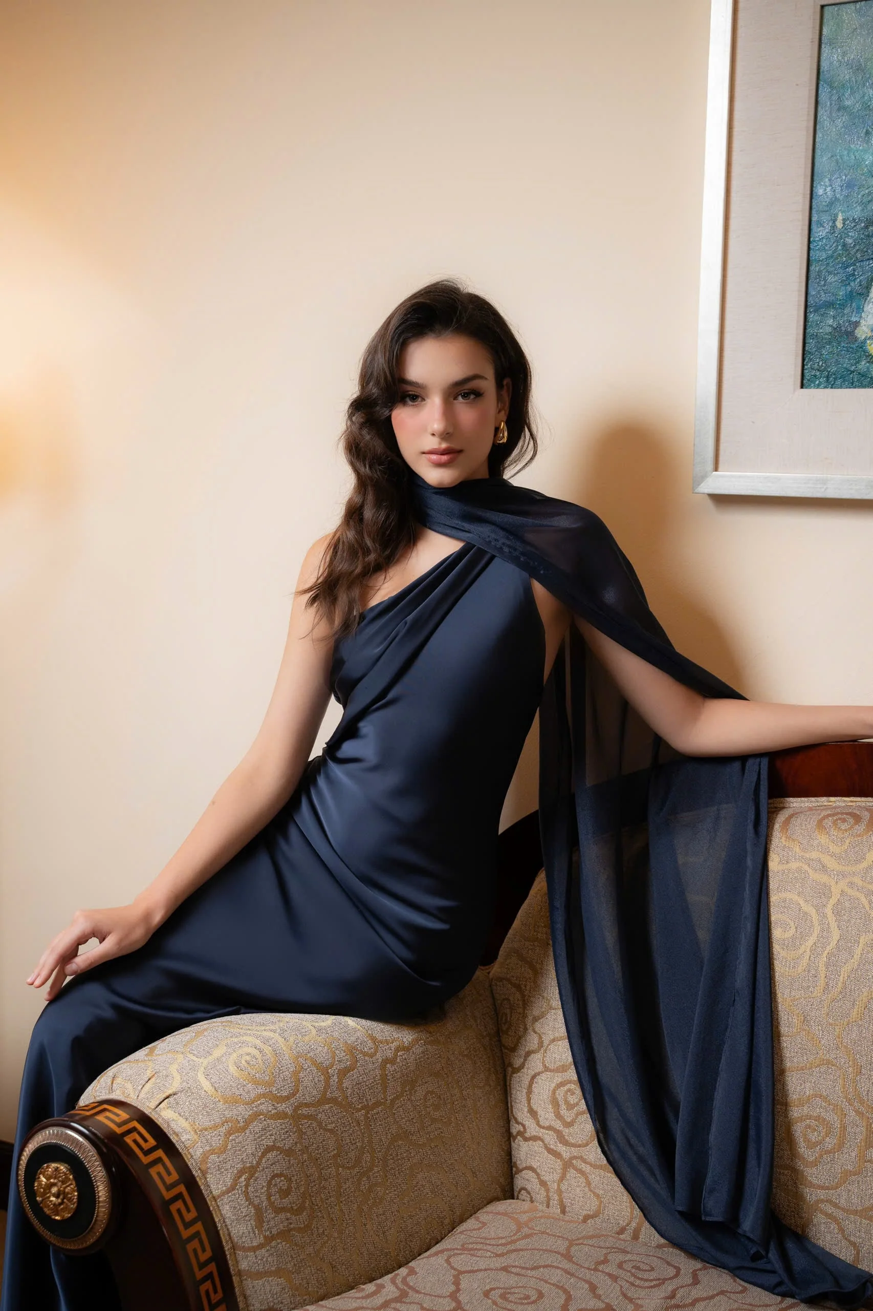 Isis Satin Gown in Navyblue - Image 5