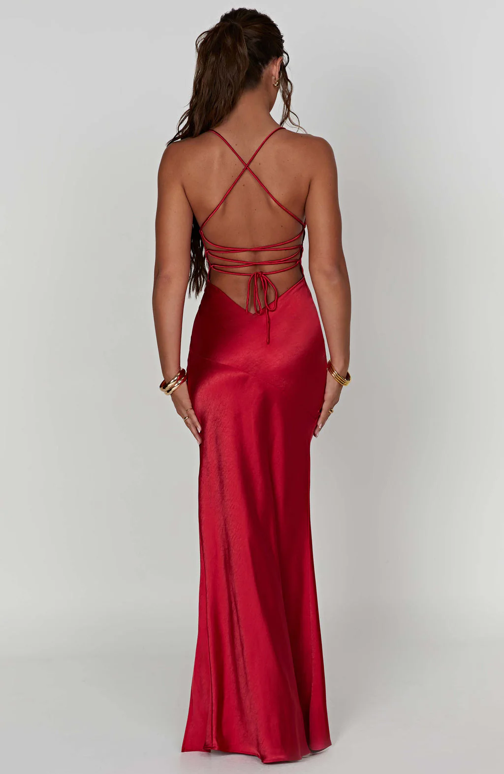 Ivan satin Maxi Dress in Red - Image 6