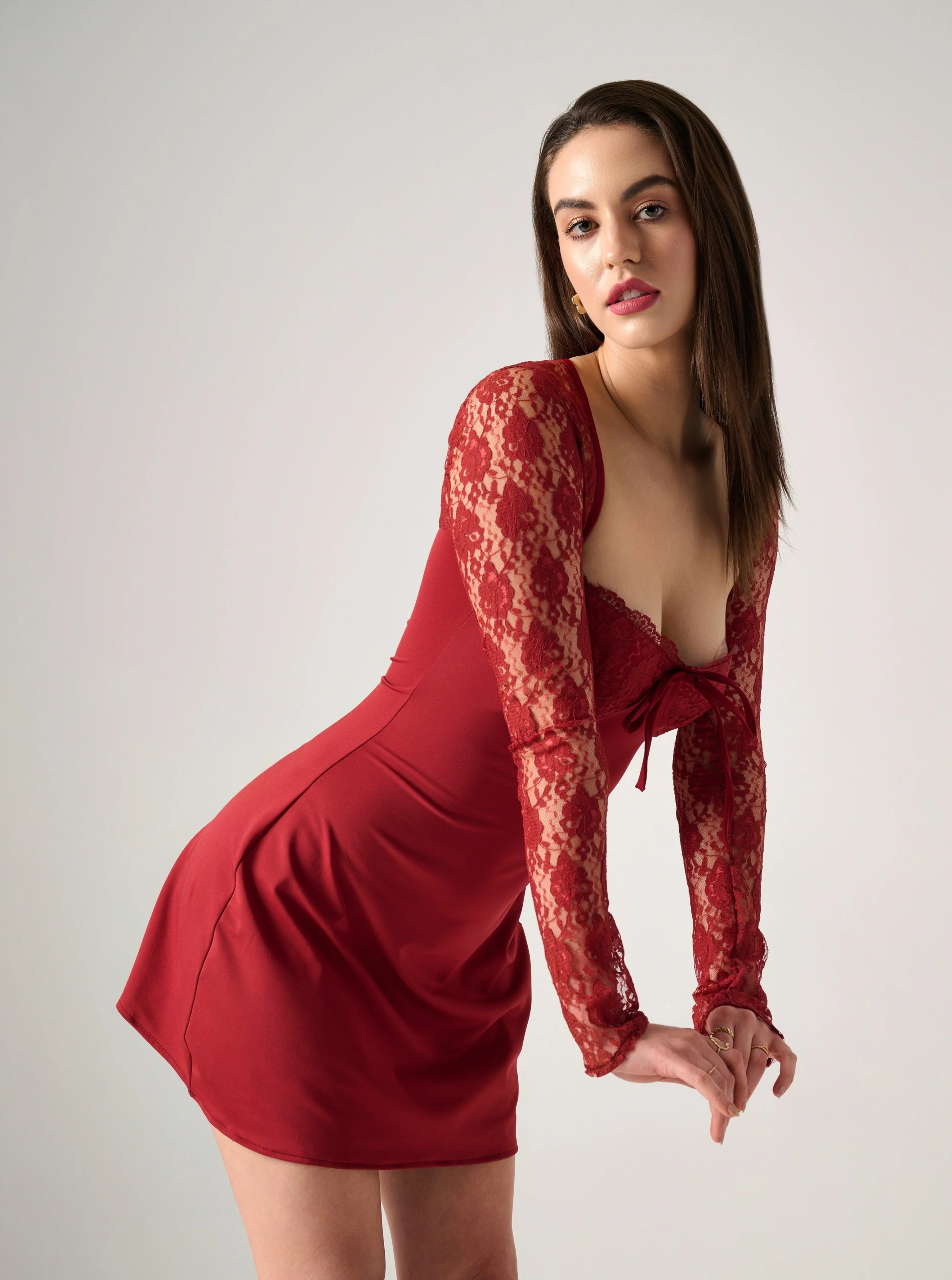 JENNICA LACED UP A LINE MINI DRESS - Image 7