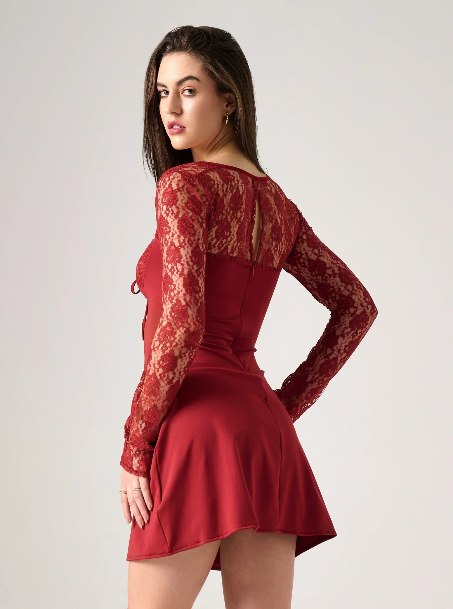 JENNICA LACED UP A LINE MINI DRESS - Image 9