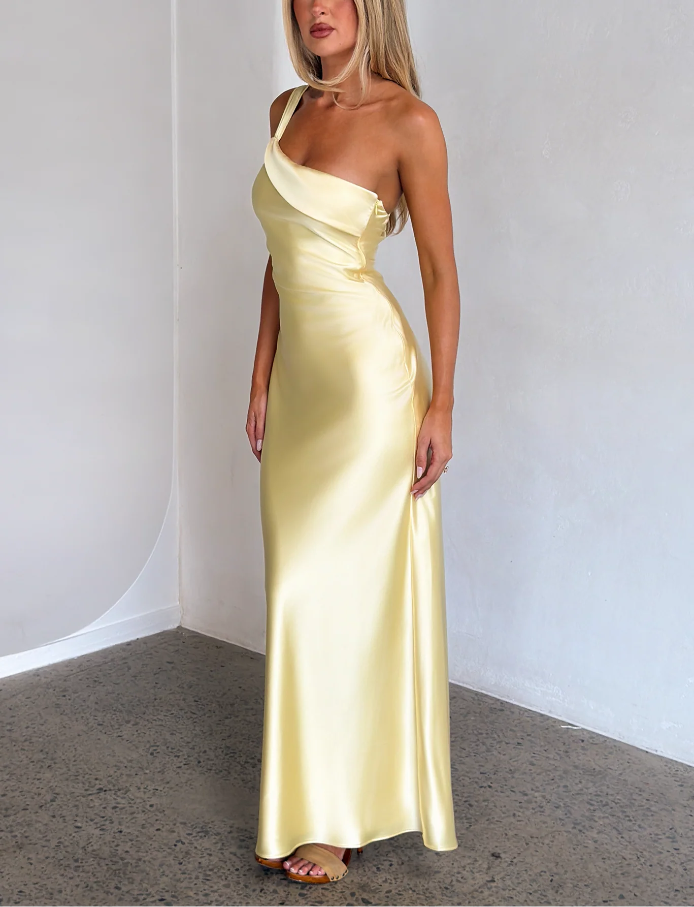 Jennifer Satin One Shoulder Maxi Dress - Image 6