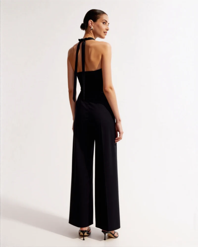 Joina Linen halter jumpsuit Black - Image 5