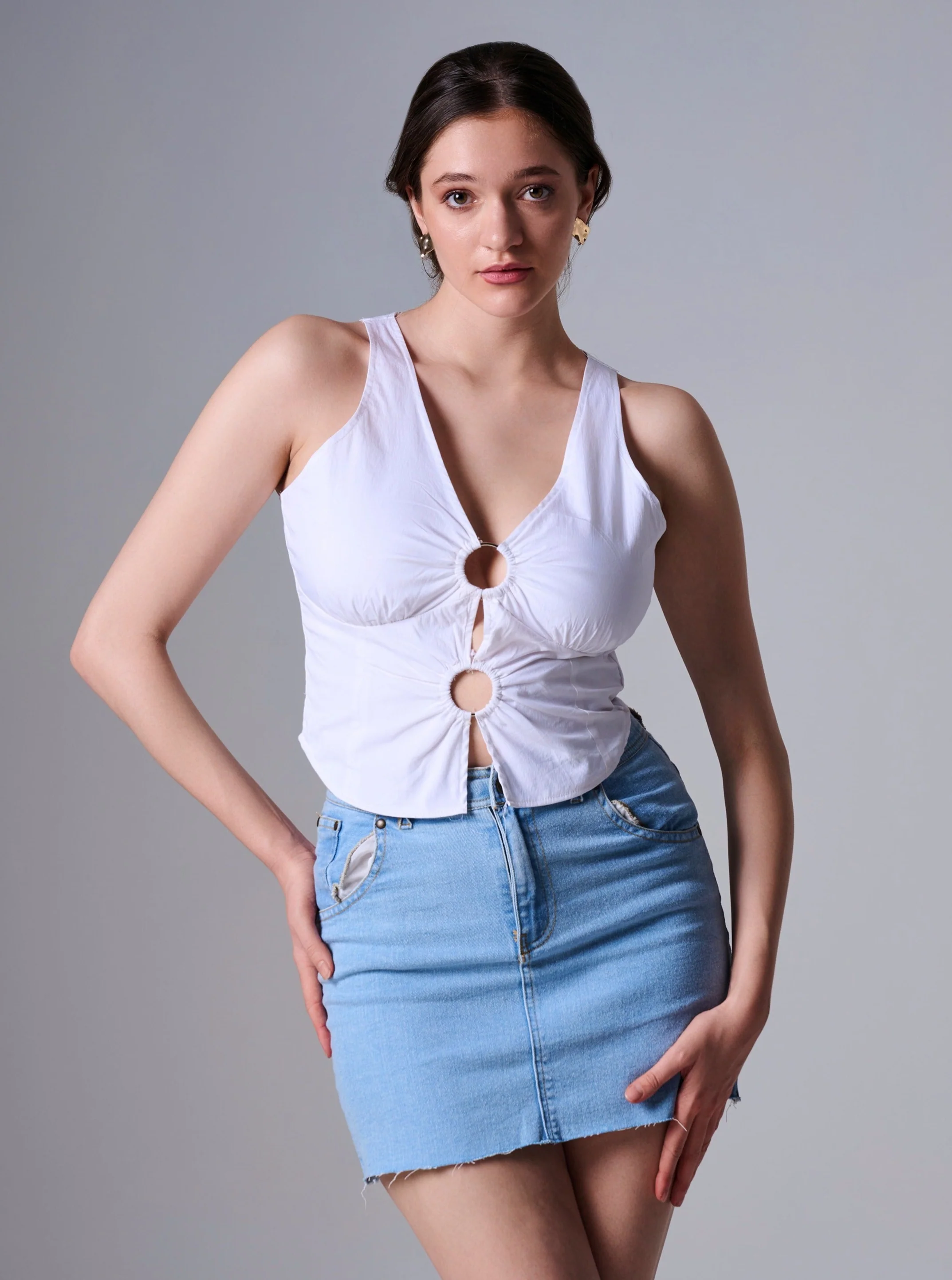 JUNIPER WHITE HALTER RING TOP - Image 3