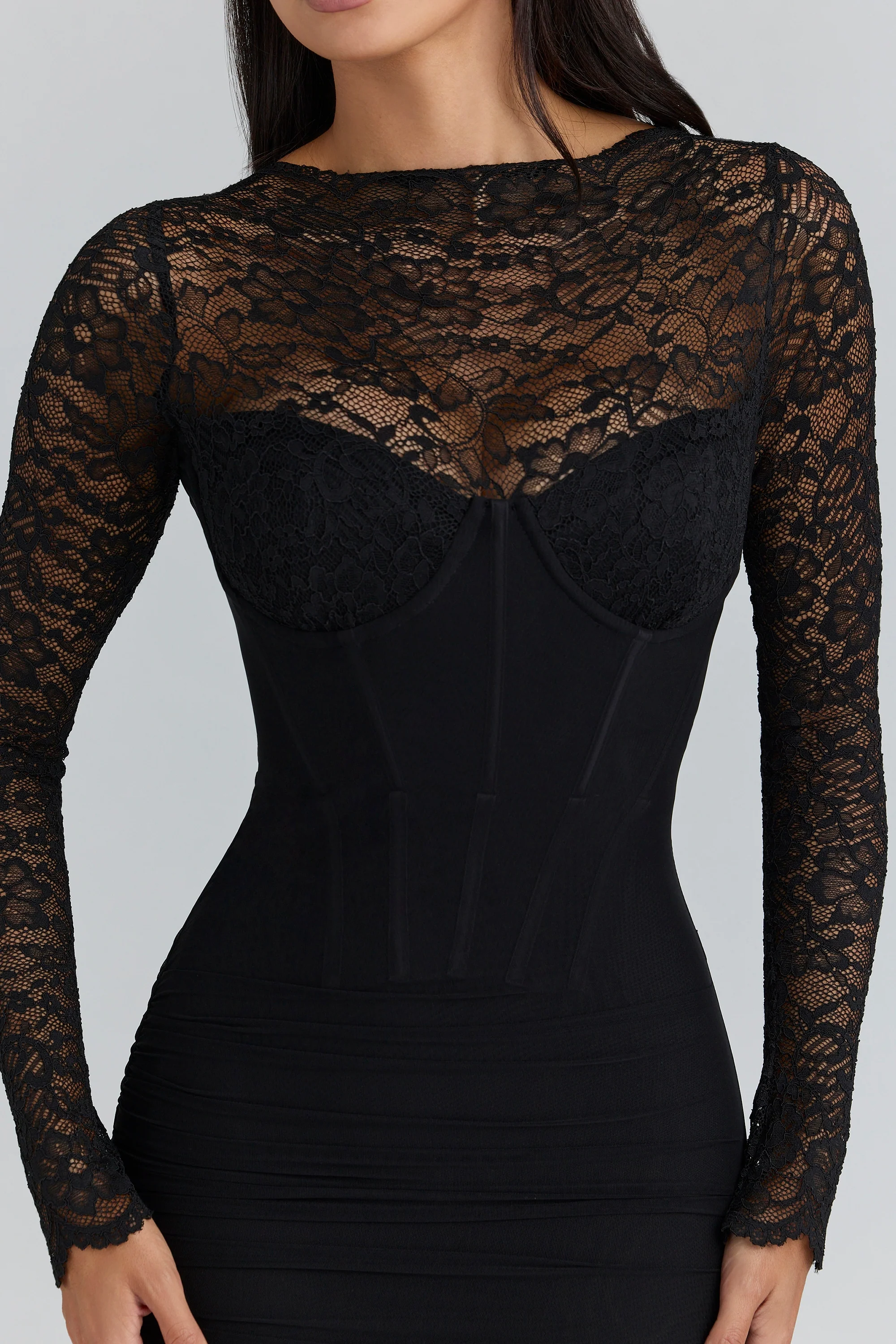 Karlie Black Lace Maxi Gown - Image 2