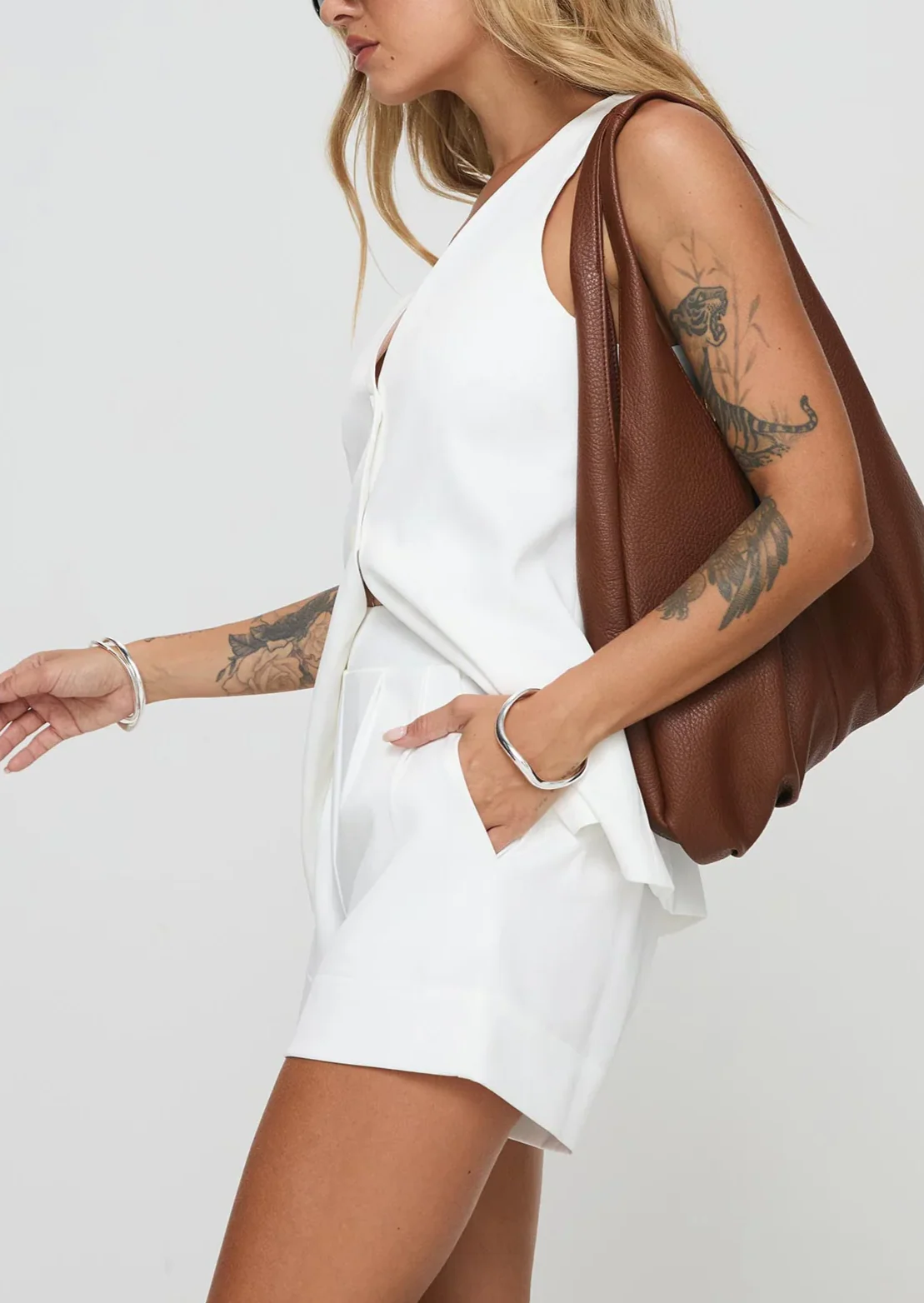 KATYA LINEN BLEND CO ORD SET IN WHITE - Image 3