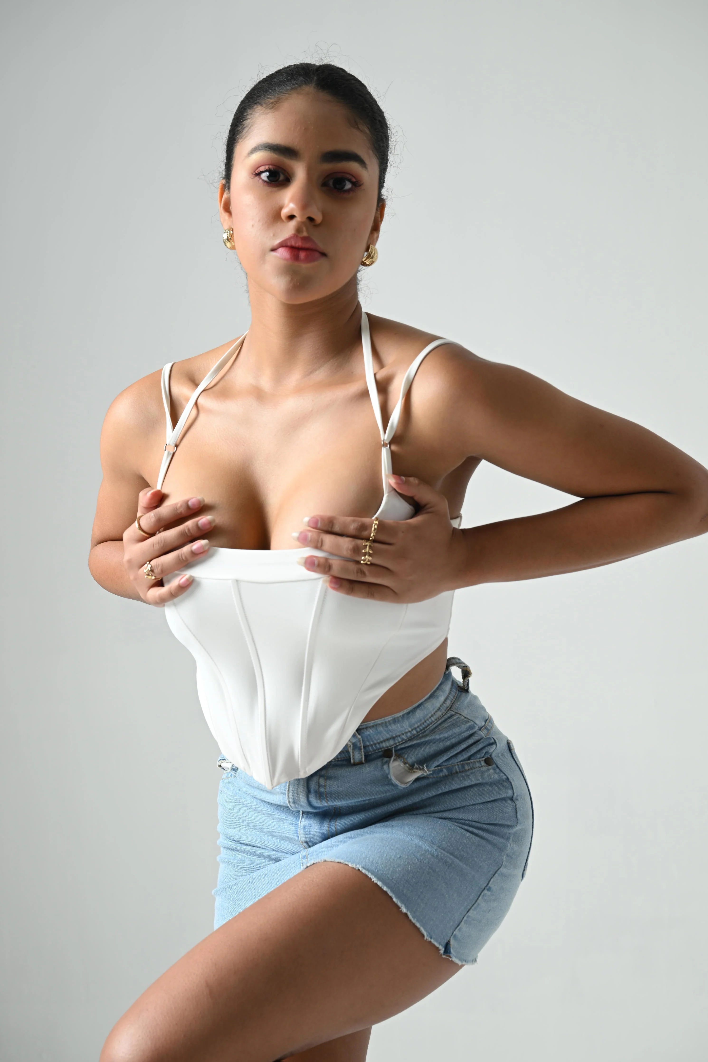 Kristen Square Neck Corset Top in Ivory - Image 3