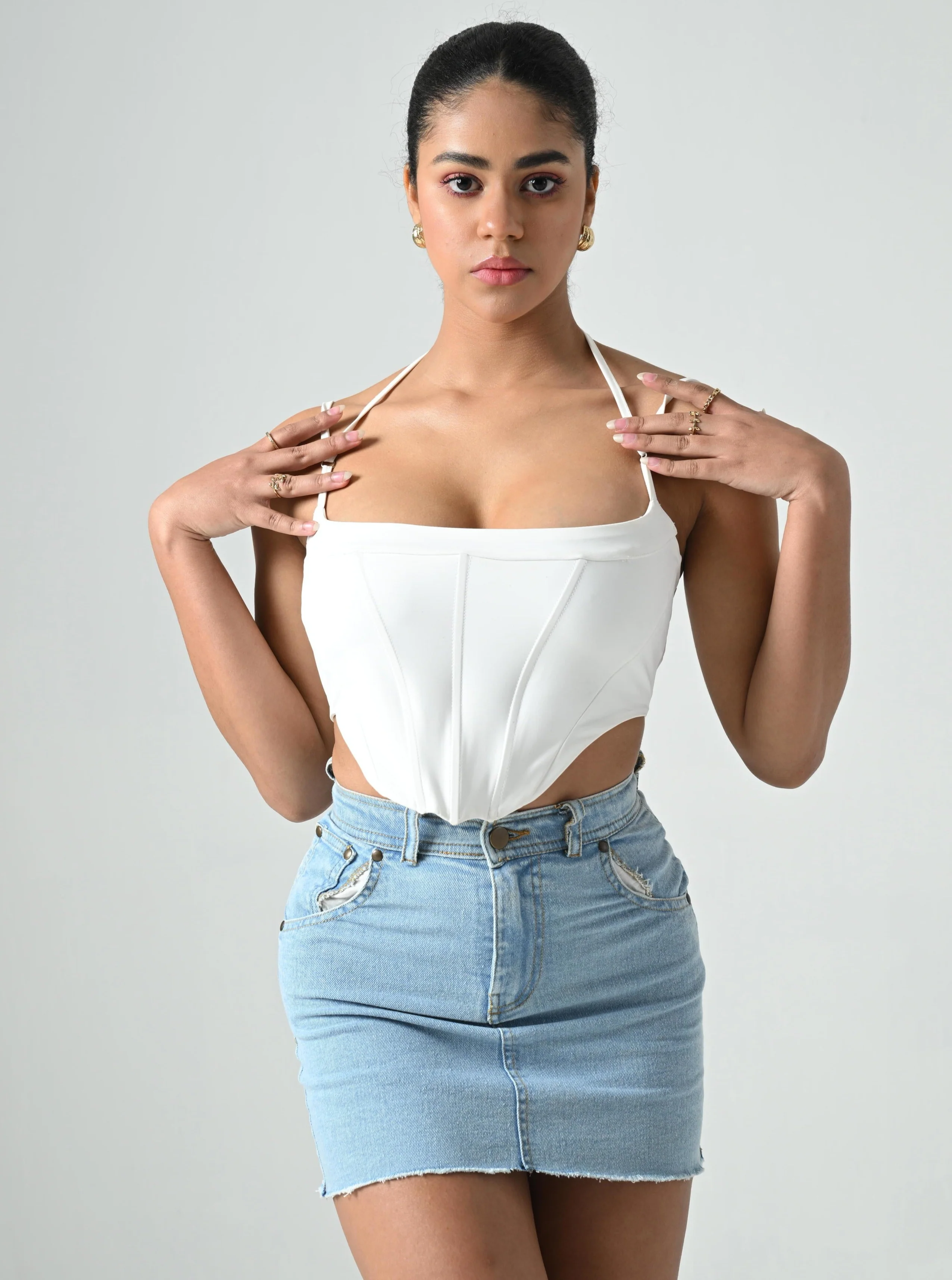 Kristen Square Neck Corset Top in Ivory - Image 4