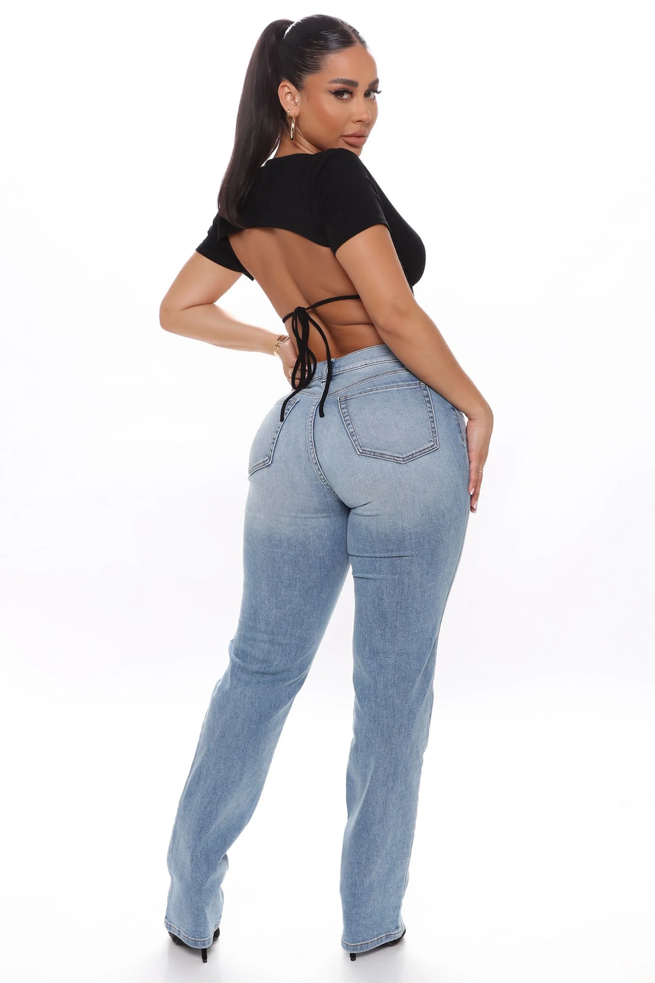 Kyla Straight Leg Jeans Light Blue Wash - Image 4