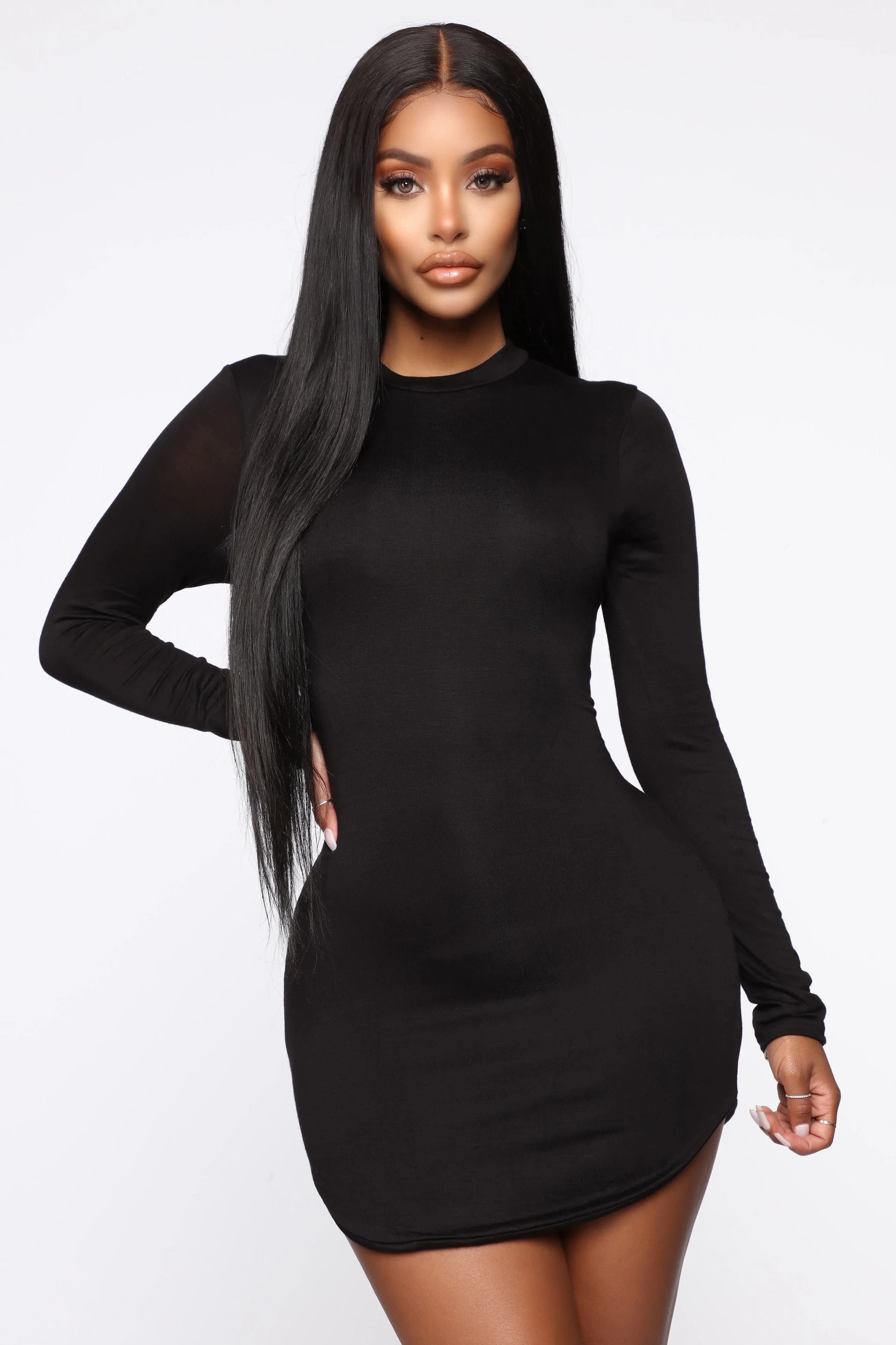 Kylie jenner inspired black dress with full sleeves - Image 3