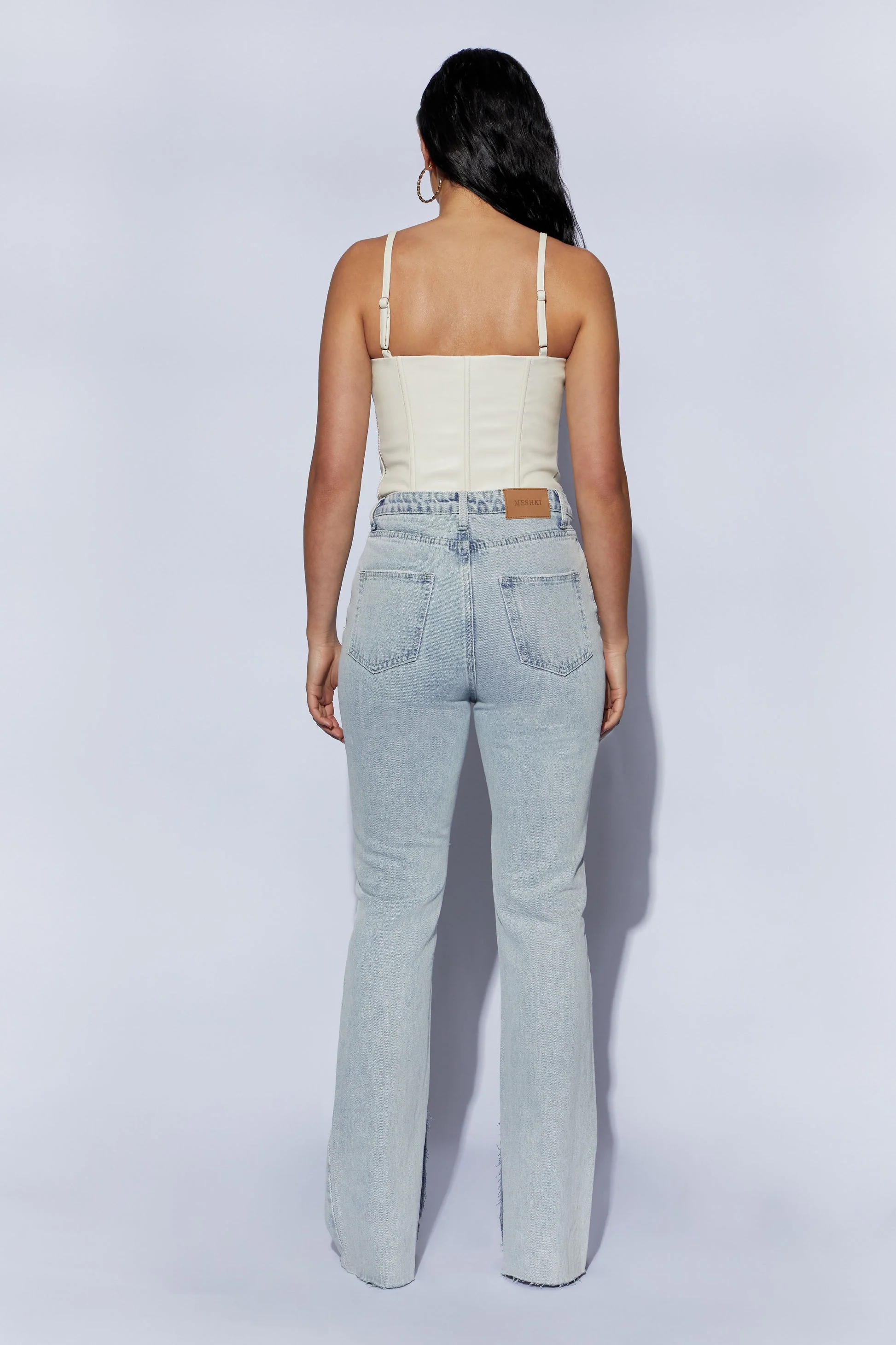 Lenn lace up corset pu Top in White - Image 4