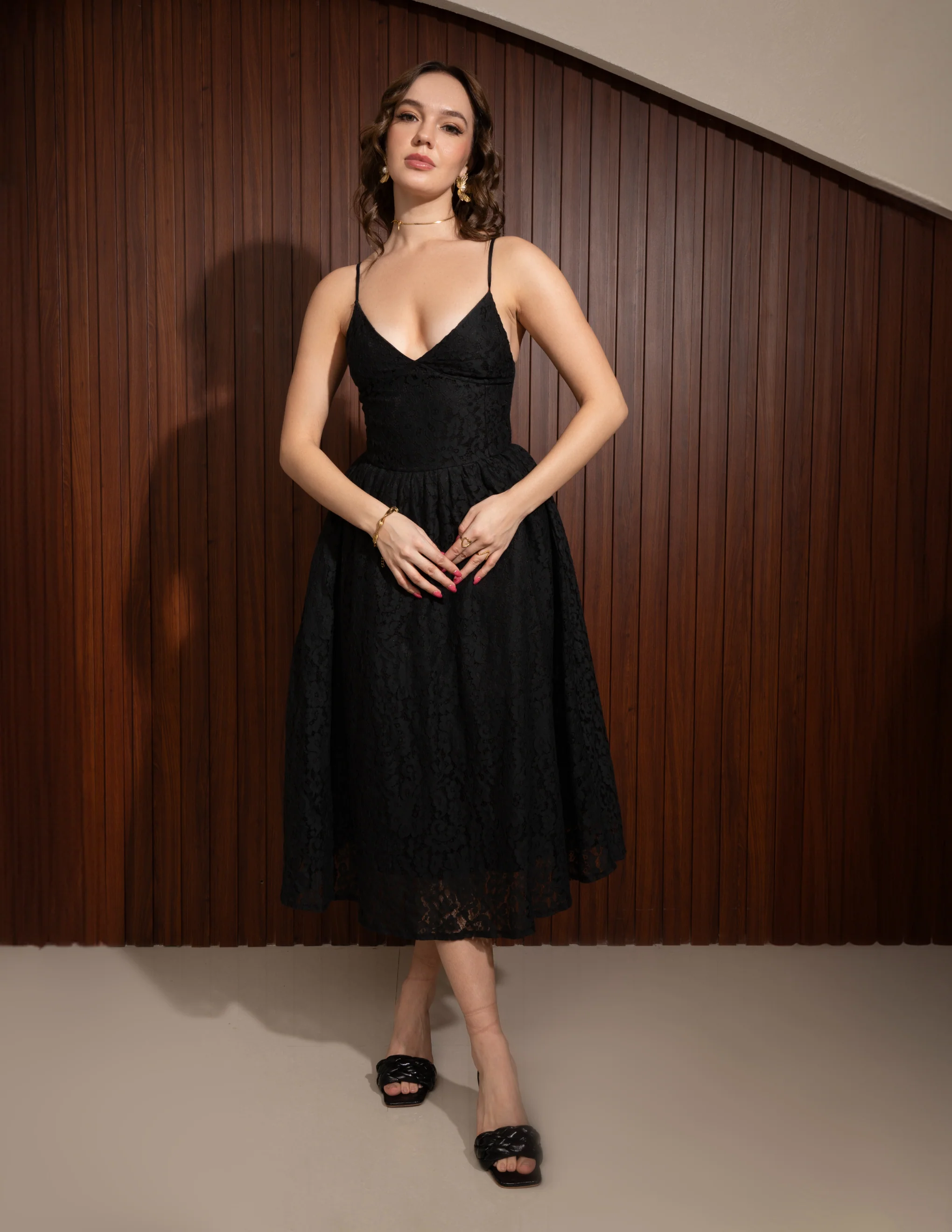 Lia Black Lace Midi Dress - Image 5