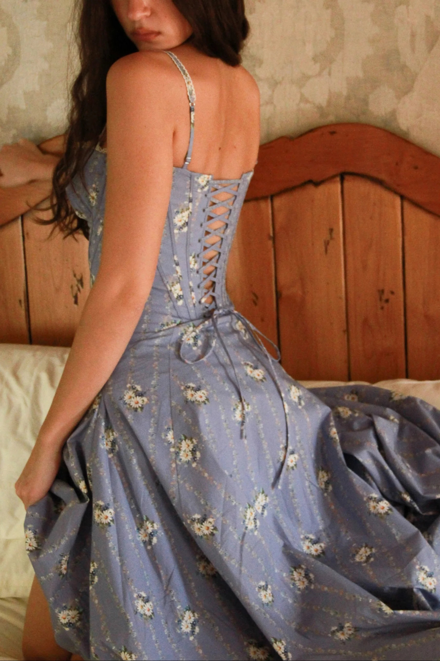 Lilou Blue Daisy Print Midi Sundress in Blue - Image 5