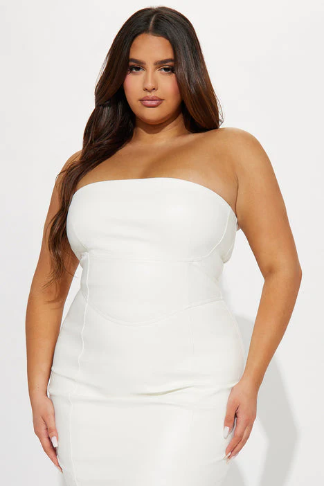 Lisa white corsetry midi dress CURVE - Image 2