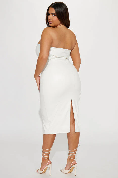 Lisa white corsetry midi dress CURVE - Image 3