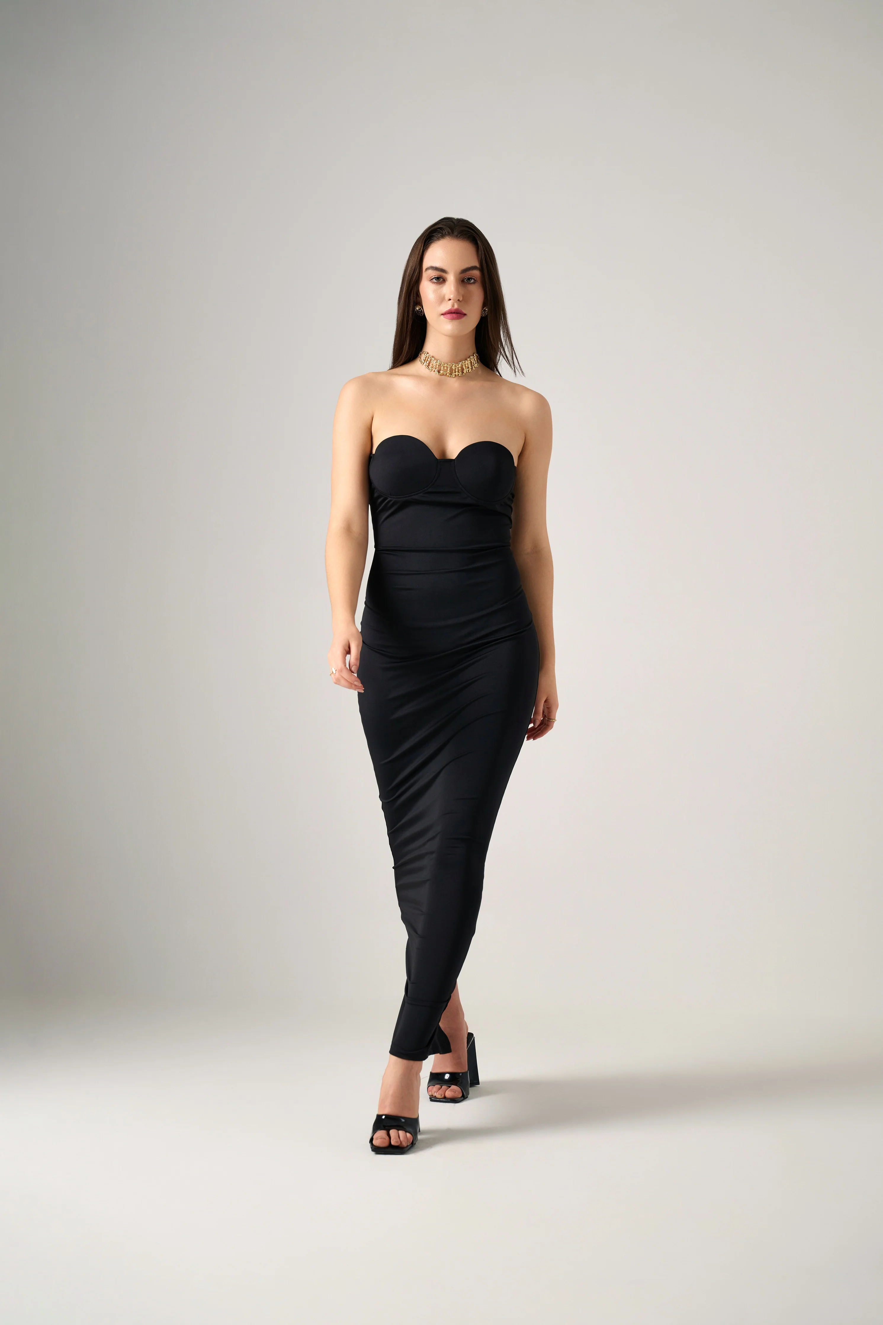 LUCIA BLACK STRAPLESS MAXI DRESS - Image 3