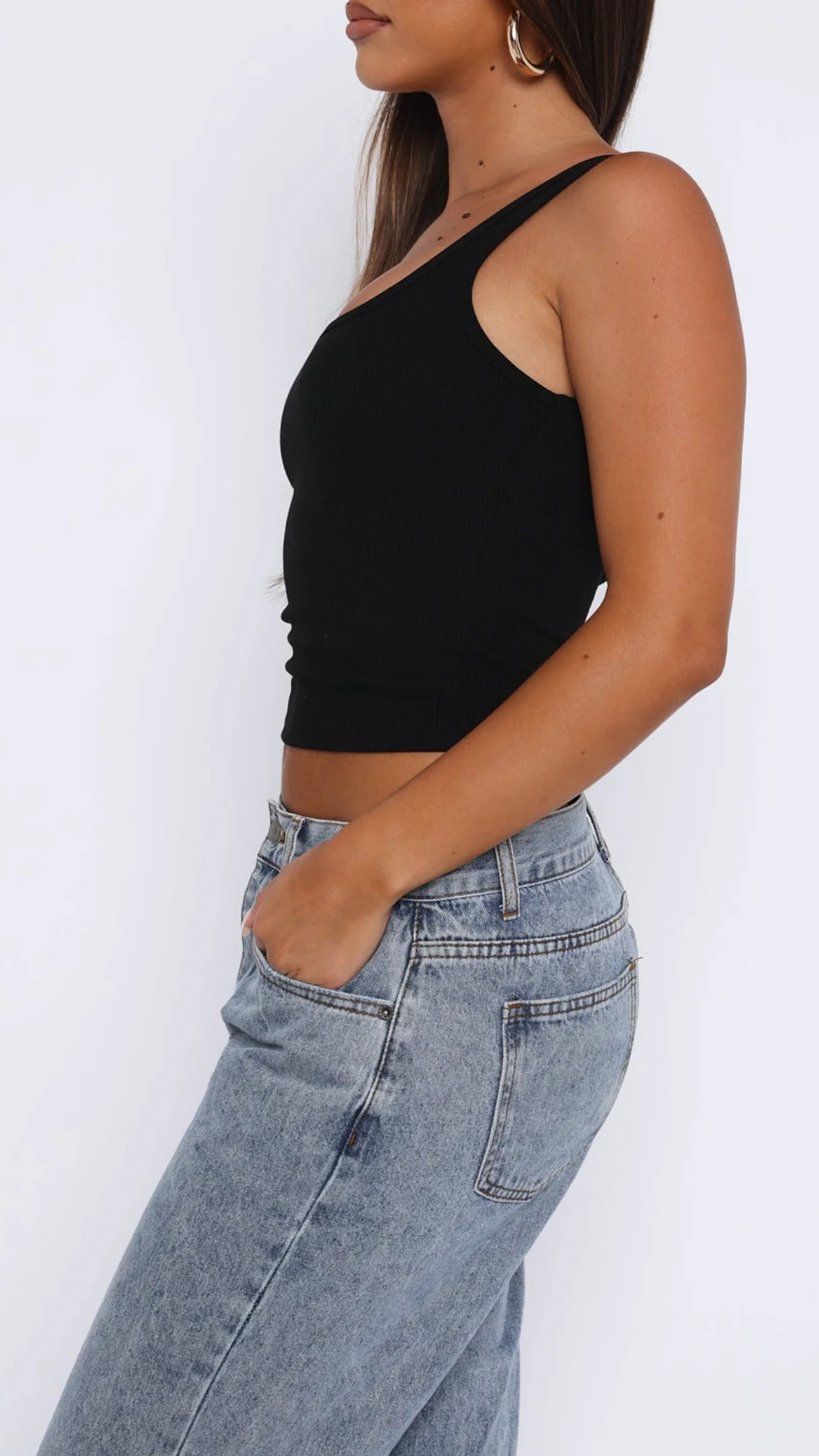 Lumi Ribbed Tank Top in Black - Image 5