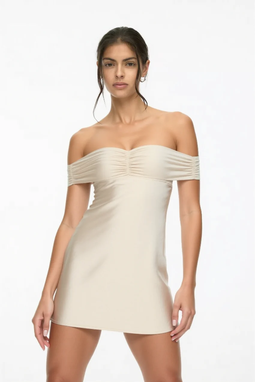 Marais mini dress in Soft Gold - Image 2