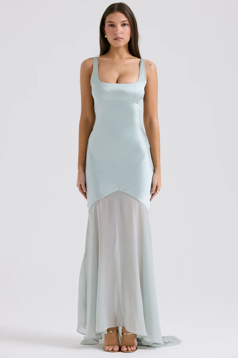 Marcia Cloudy Satin with chiffon Maxi Dress - Image 6