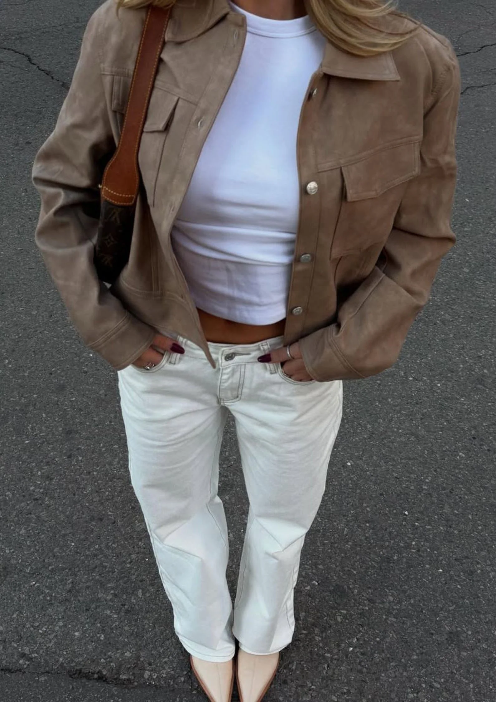 Marley PU Jacket in Beige - Image 6