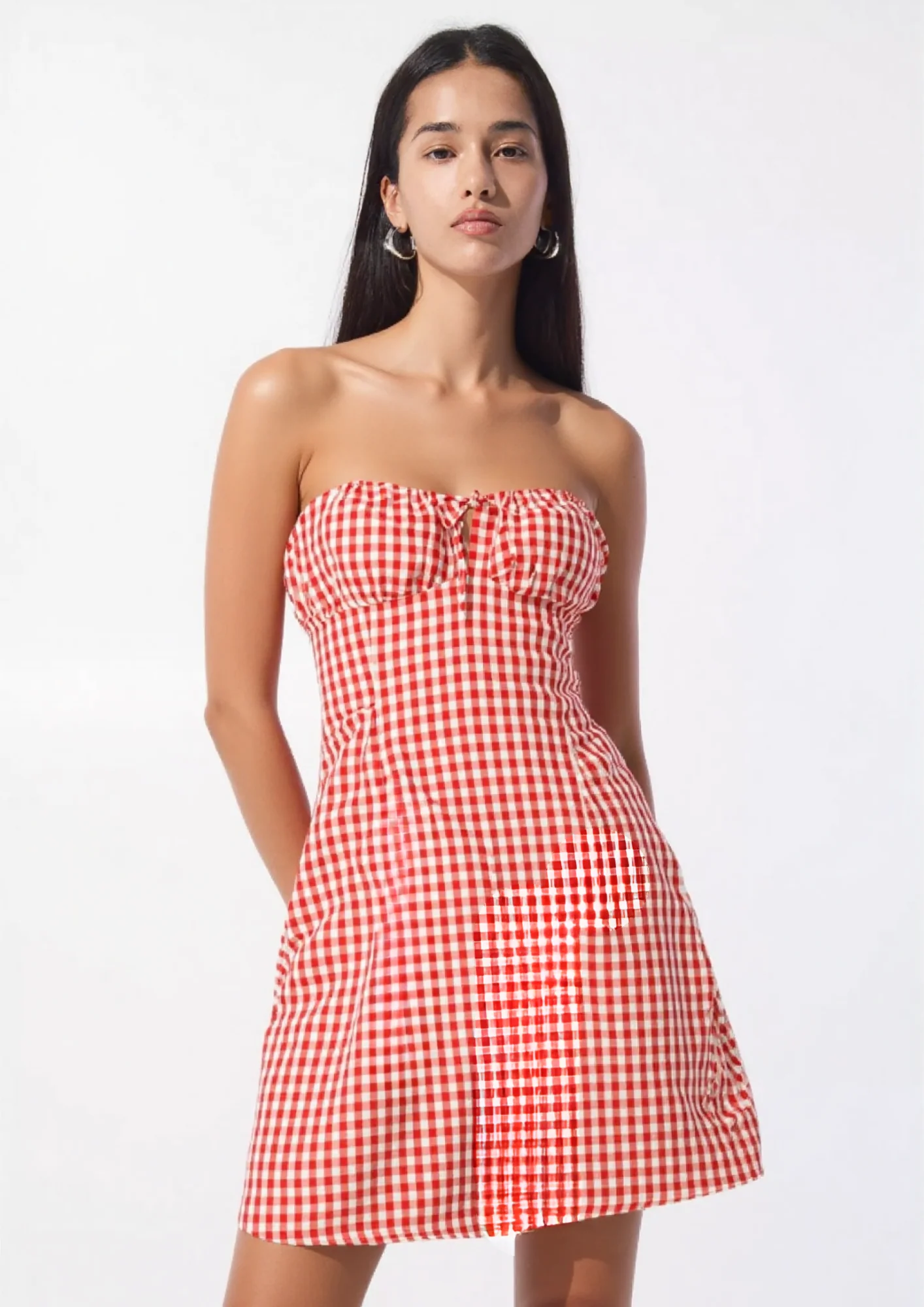Maverick gingham mini dress in red - Image 3
