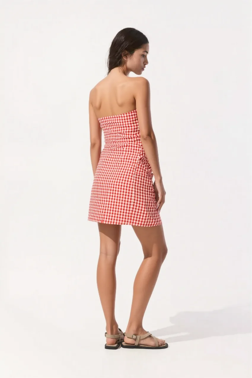 Maverick gingham mini dress in red - Image 4