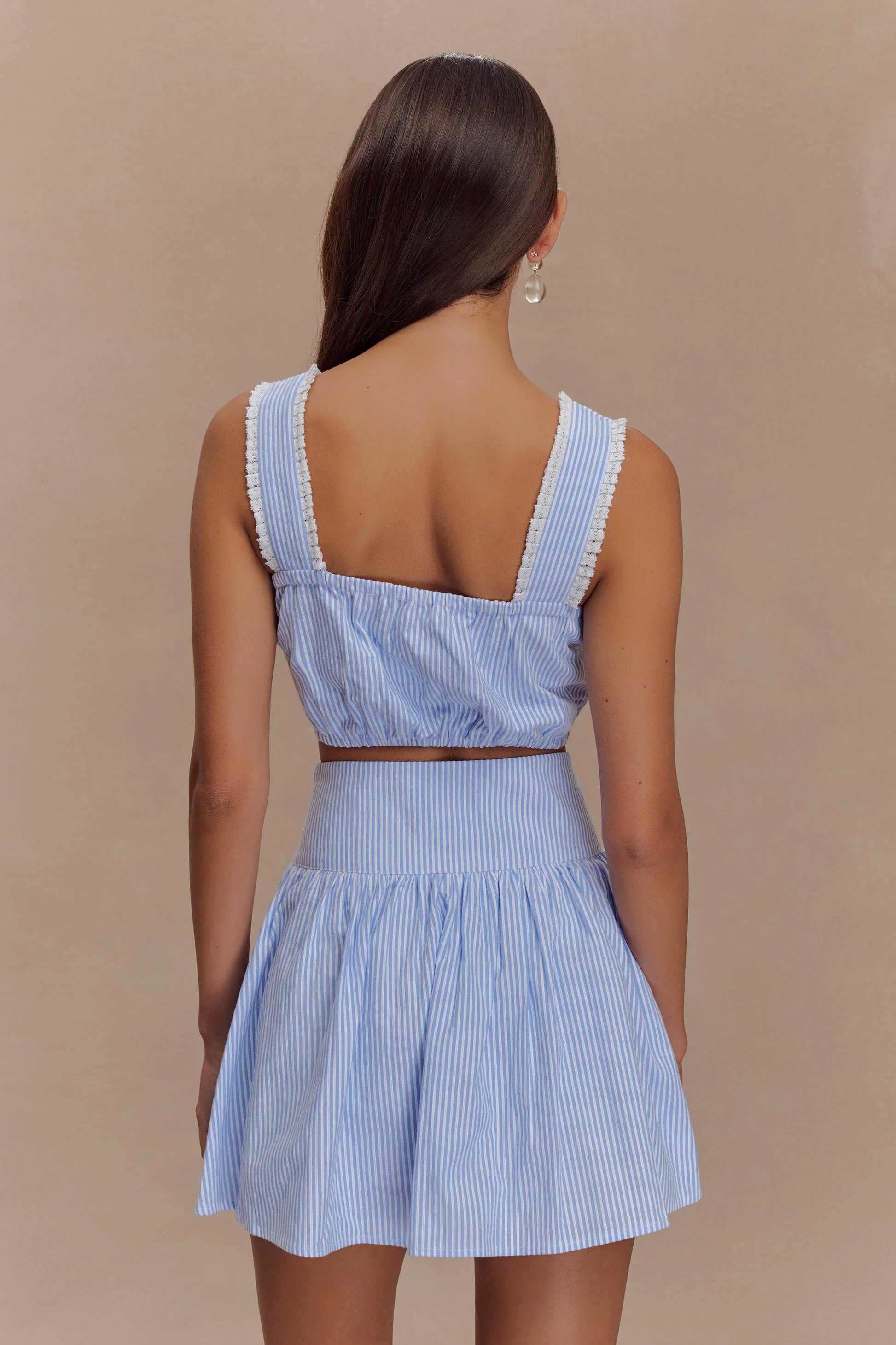 Mavra Sleeveless Co ord set in Blue Pinstripe - Image 5