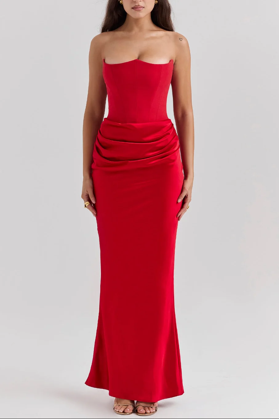 Midnight Siren Corset Maxi Dress in Red - Image 2