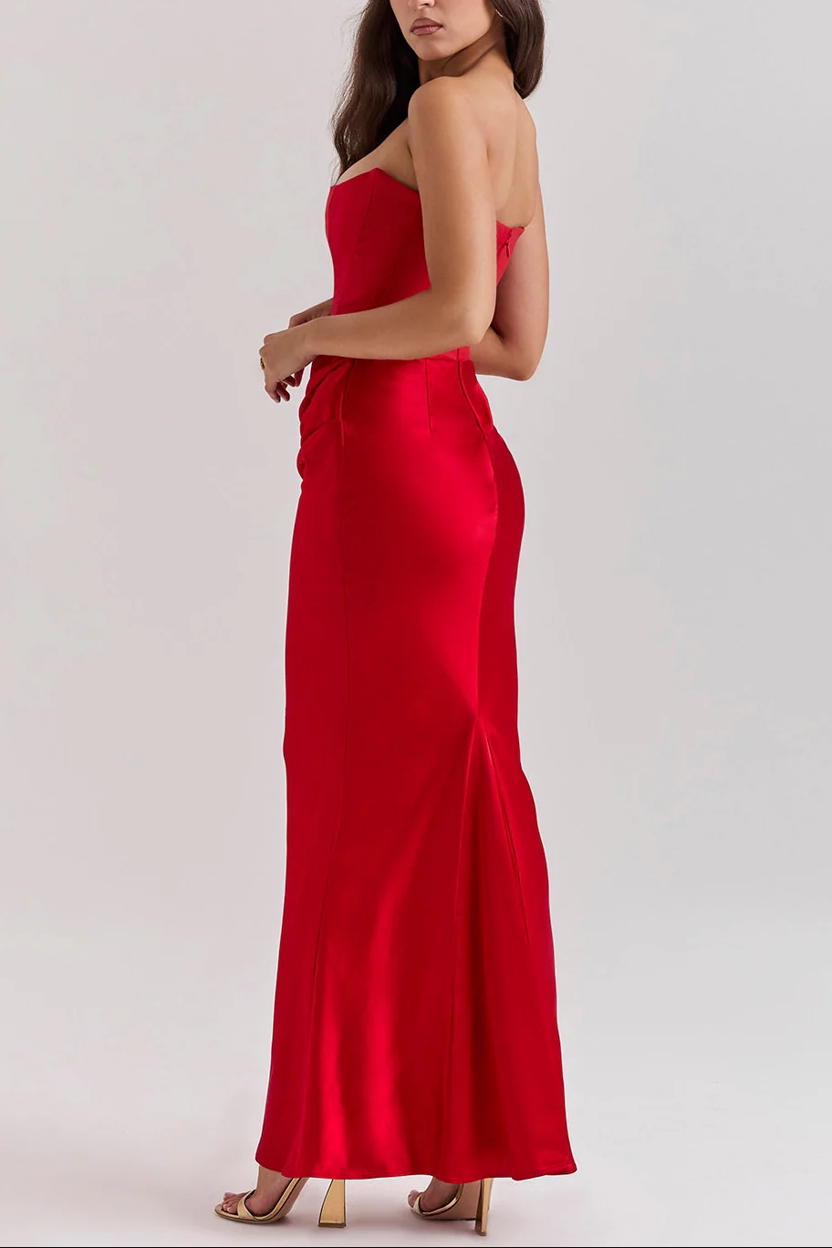 Midnight Siren Corset Maxi Dress in Red - Image 6