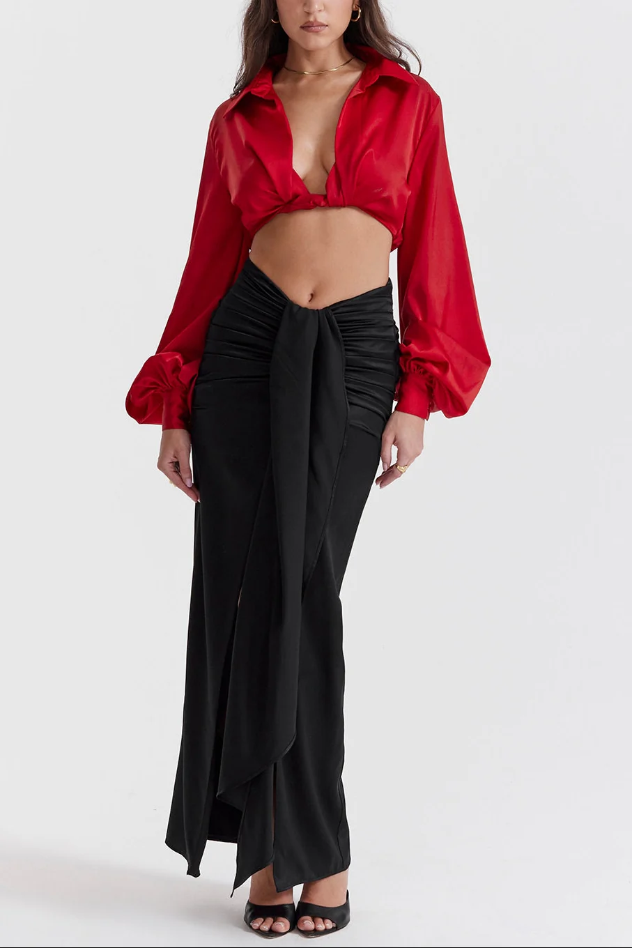 Millie Balloon Sleeve Satin Top - Image 2