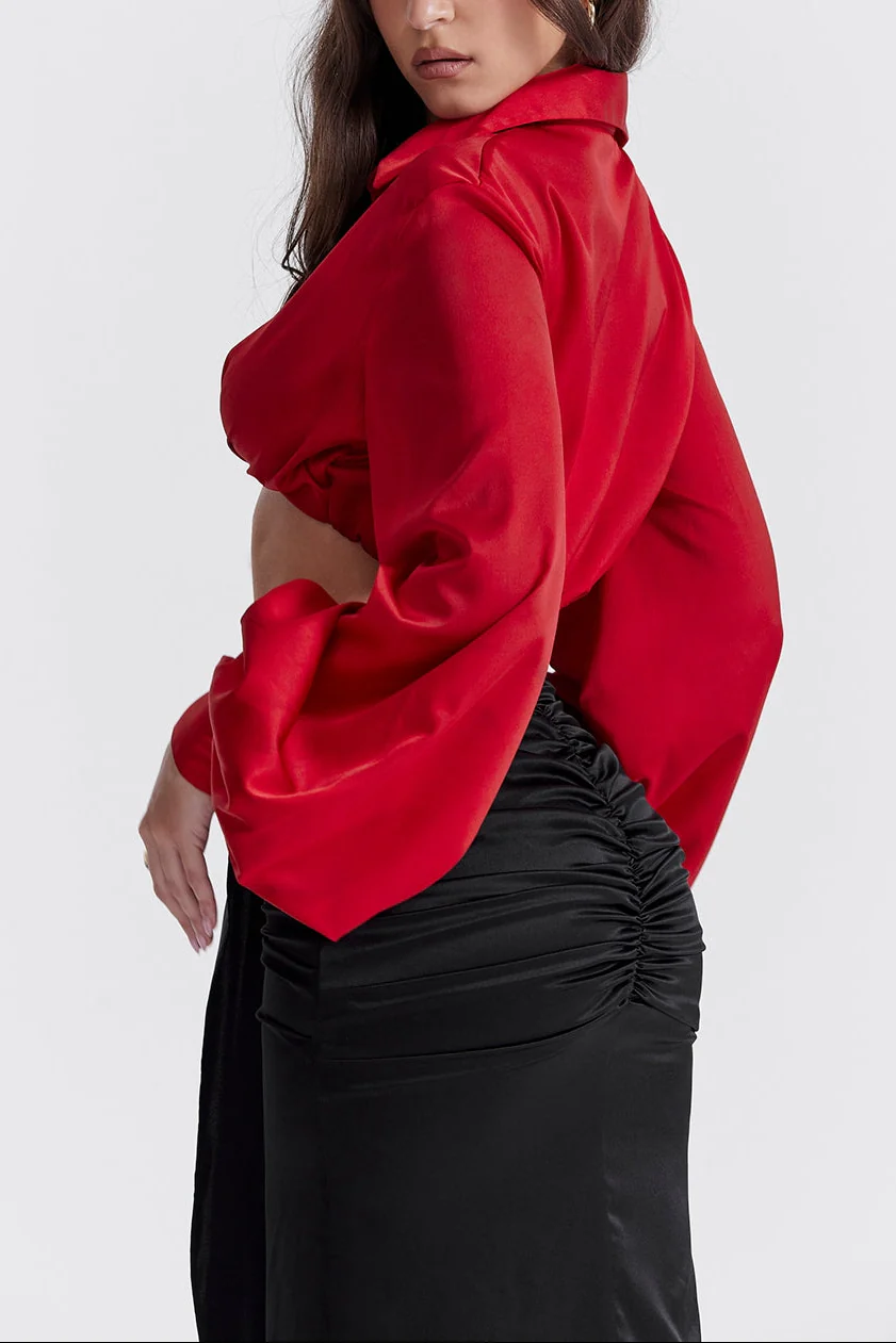 Millie Balloon Sleeve Satin Top - Image 6