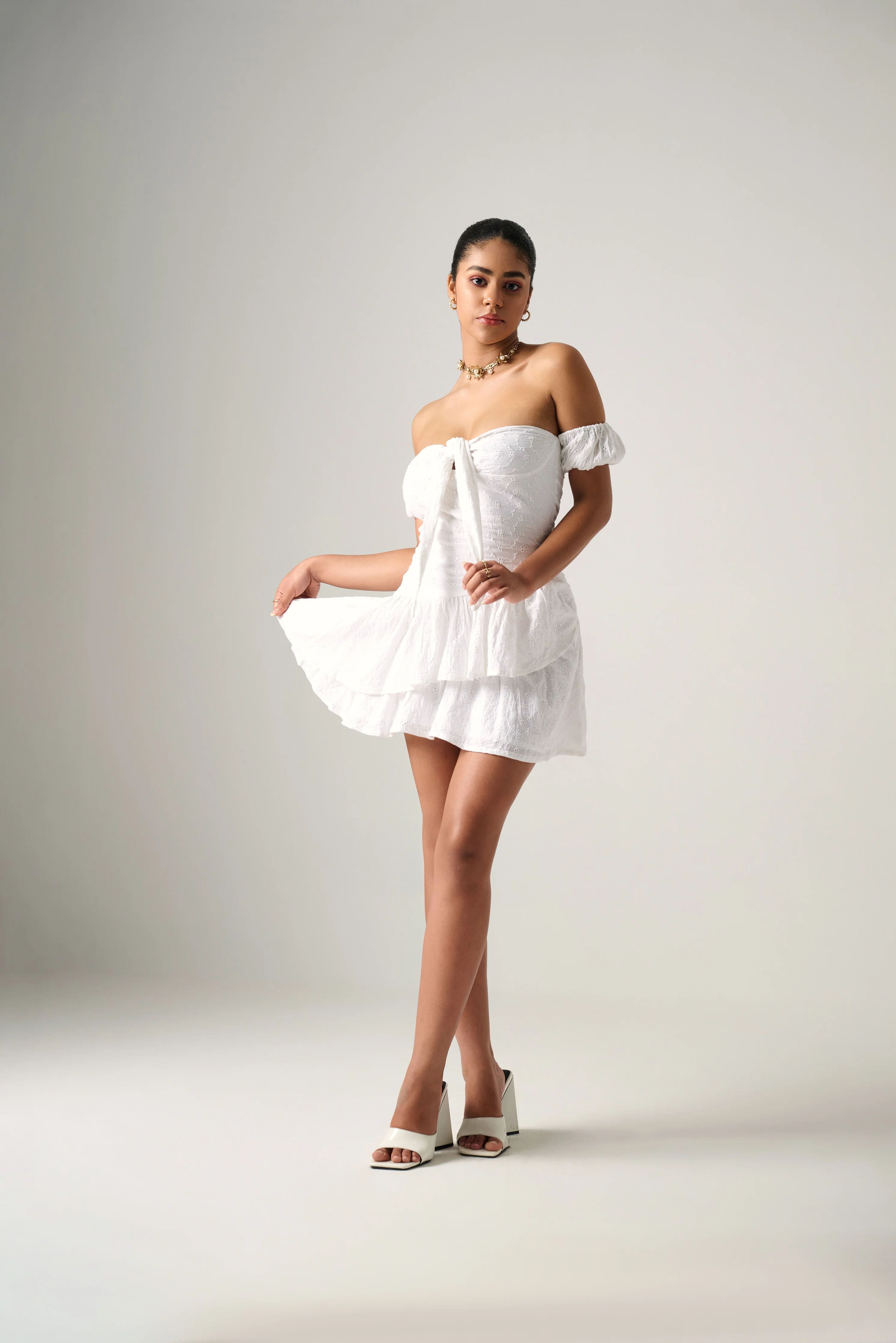 Misty embroidered white mini dress - Image 2