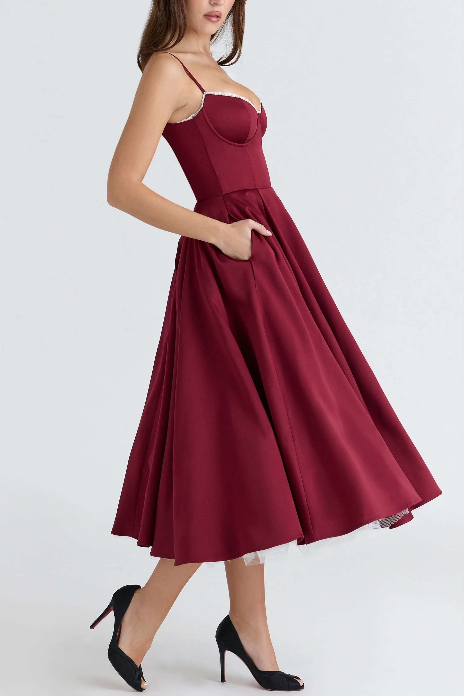 Molly Midi Dress in maroon - Image 2