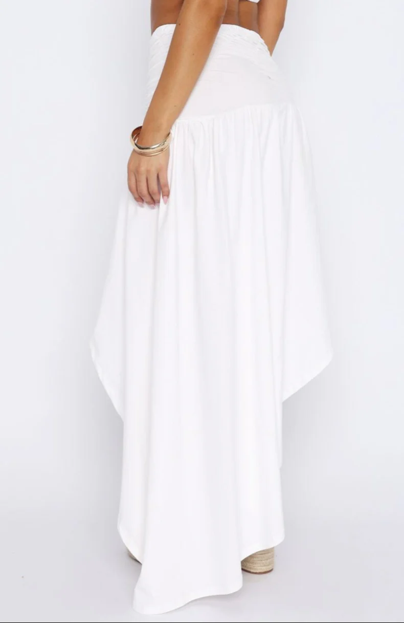 Nadina Cove Asymmetric Maxi Skirt White - Image 4