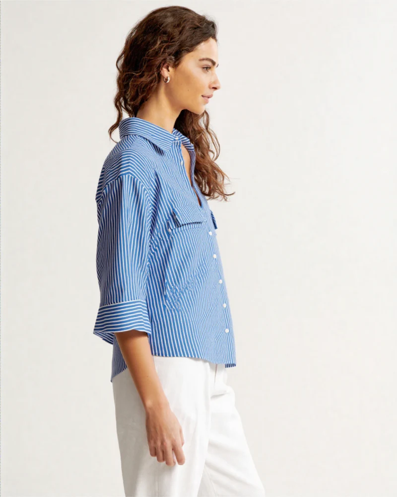 Naelle STRIPED LINEN BLEND SHIRT BLUESTRIPE - Image 3