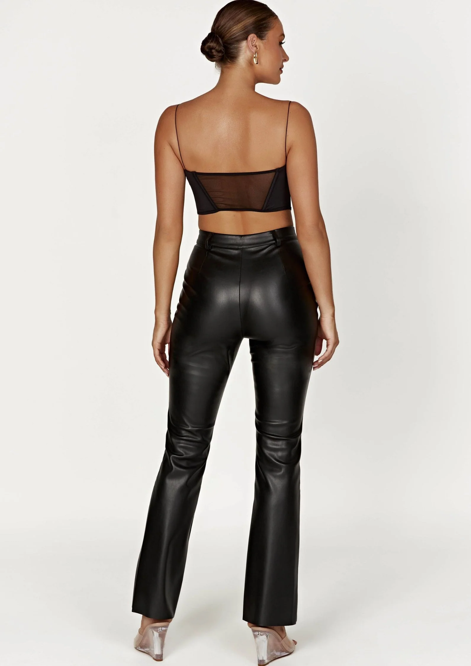 Nika Straight Leg Faux Leather Pants in Black - Image 5