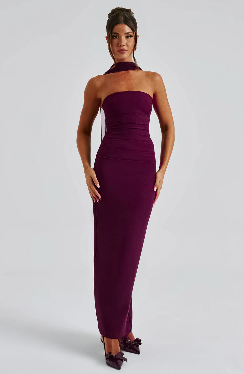 Ninel Maxi Dress in Maroon - Image 5