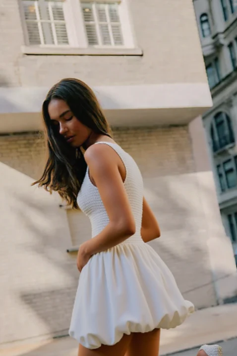Noelle Bubble Mini dress in White - Image 2