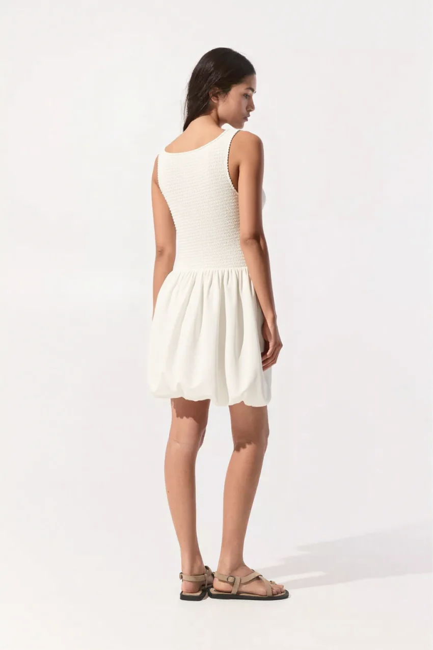 Noelle Bubble Mini dress in White - Image 6