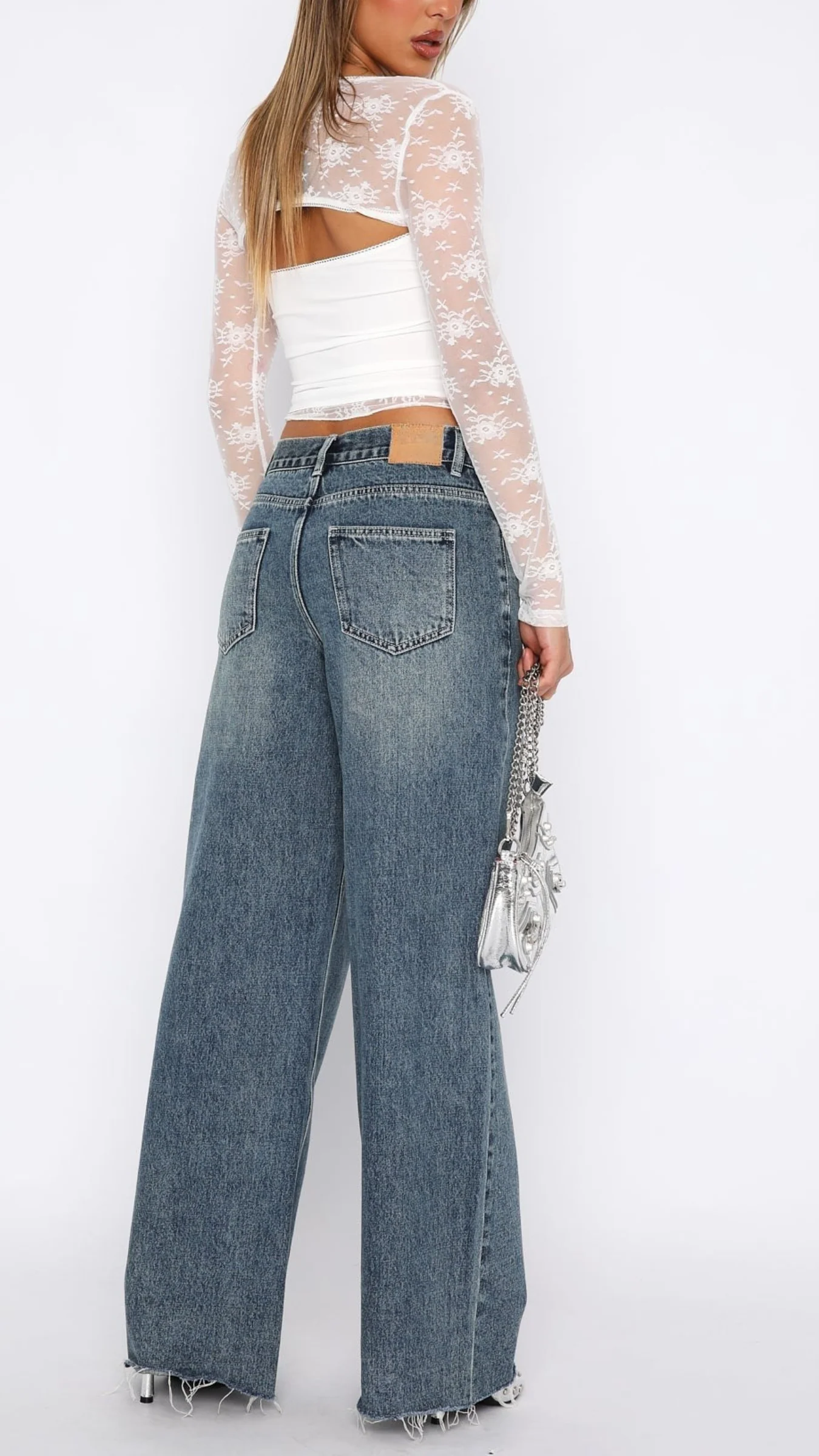 NoƩmie Mid Rise Wide Leg Jeans in Blue - Image 6