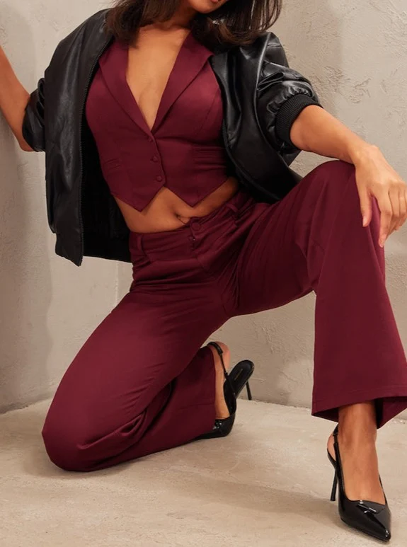 Nori Cherry Red  Halterneck Waistcoat top - Image 3