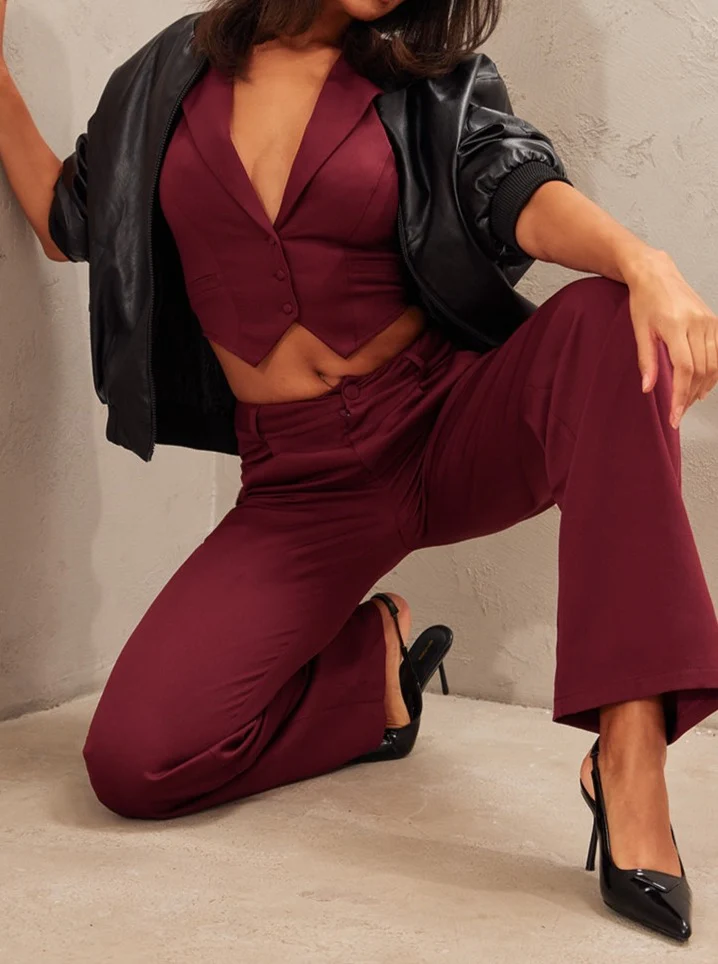 Nori Cherry Red  Halterneck Waistcoat top - Image 4