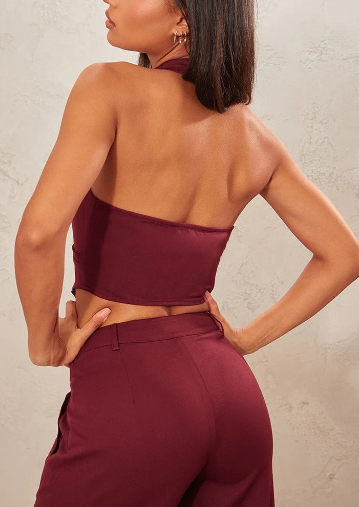 Nori Cherry Red  Halterneck Waistcoat top - Image 5