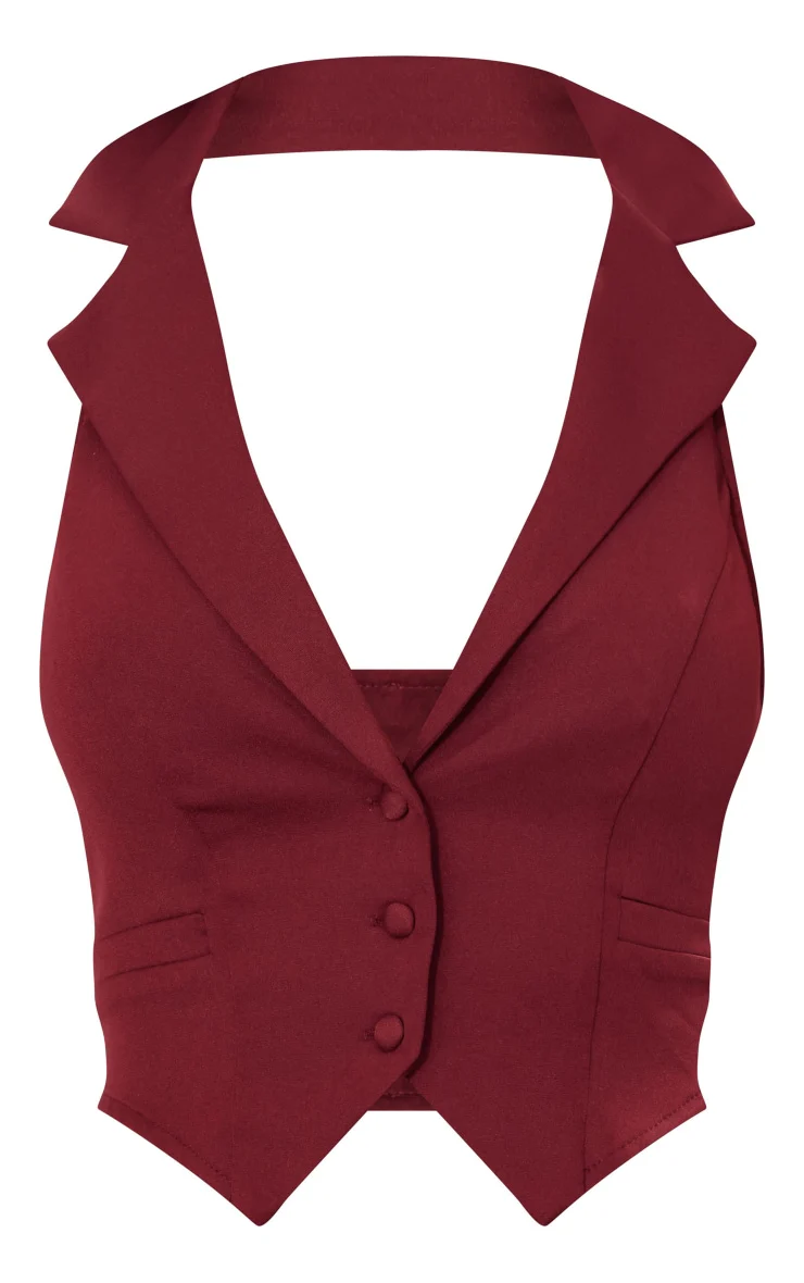 Nori Cherry Red  Halterneck Waistcoat top - Image 6