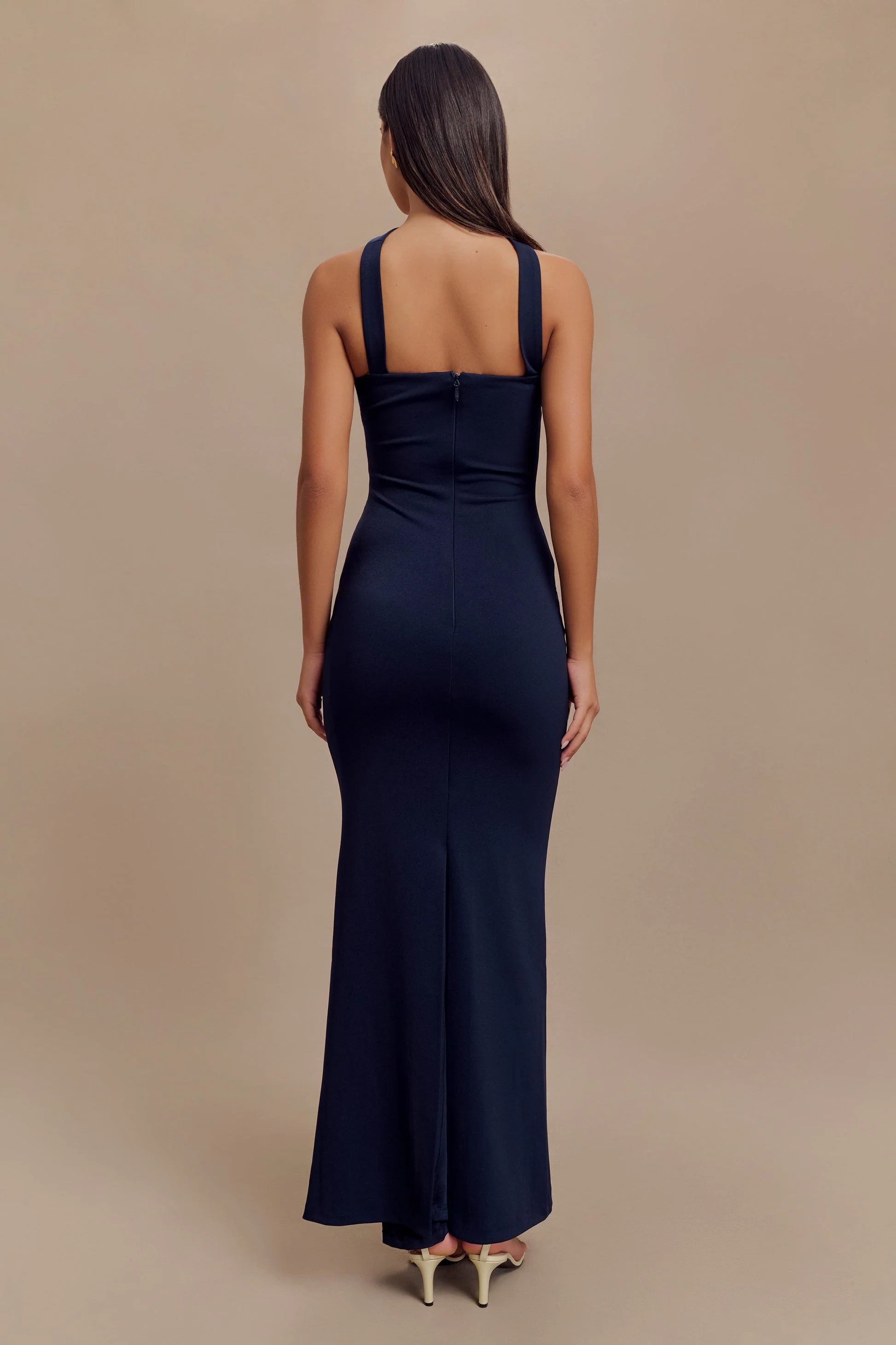Nova Halter Collar Maxi Dress in Dark Navy - Image 4