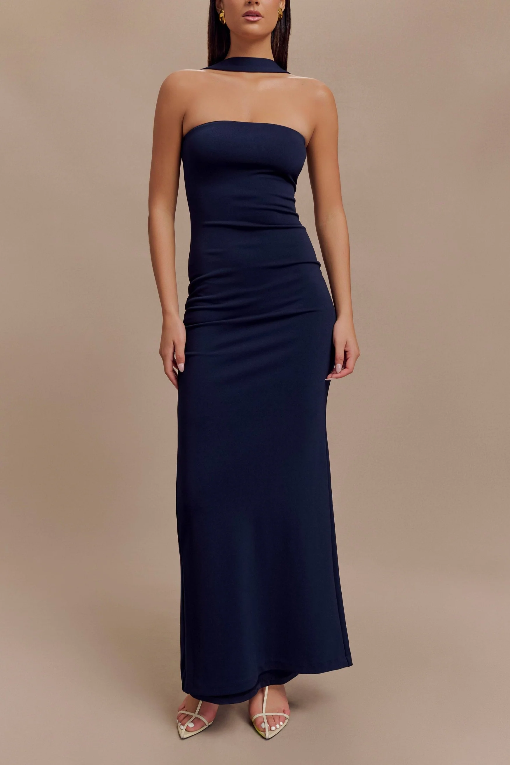 Nova Halter Collar Maxi Dress in Dark Navy - Image 5