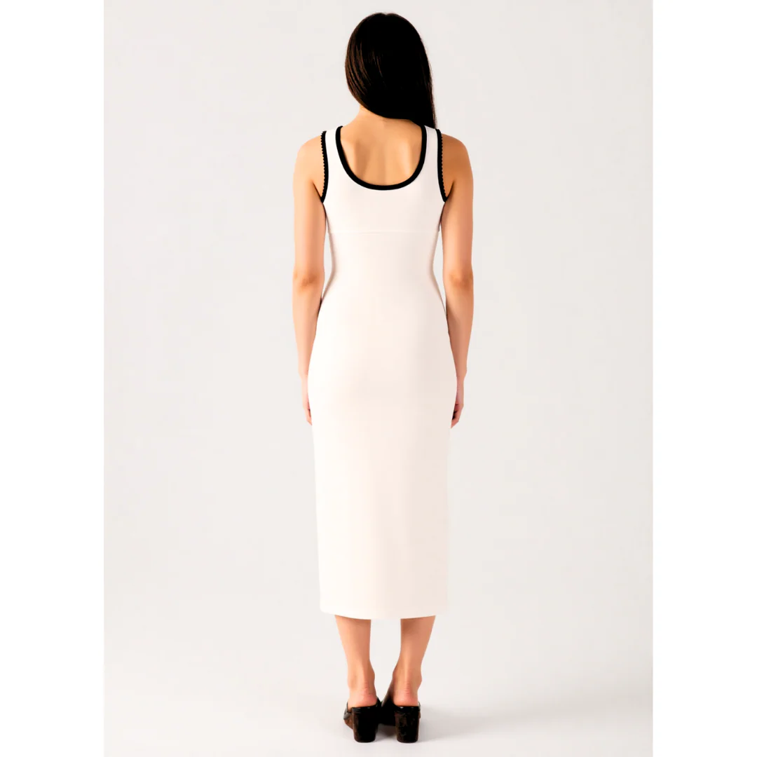 Oriana Midi Contrast Dress in white - Image 4