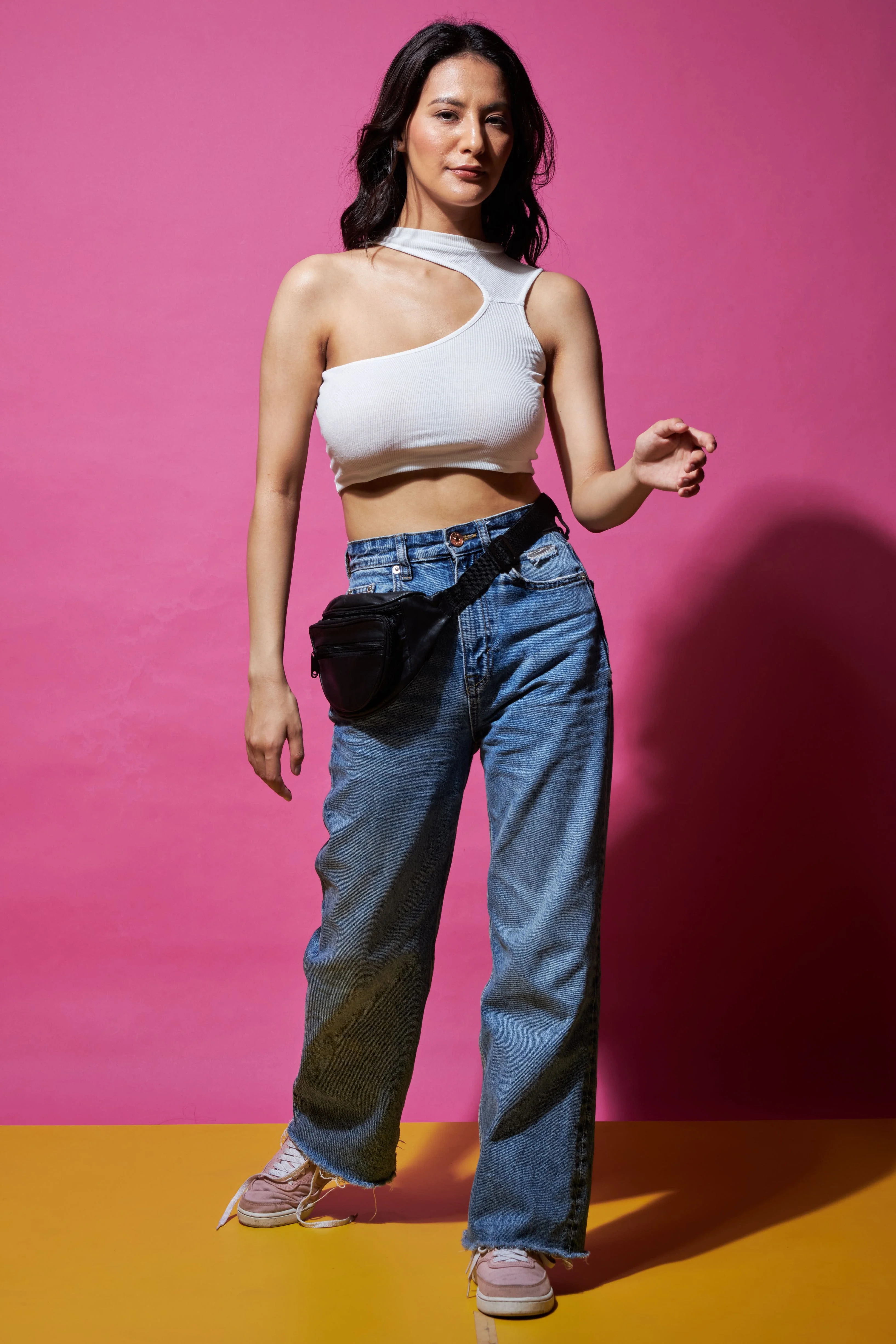 Out of the cut asymmetrical crop top - Image 3