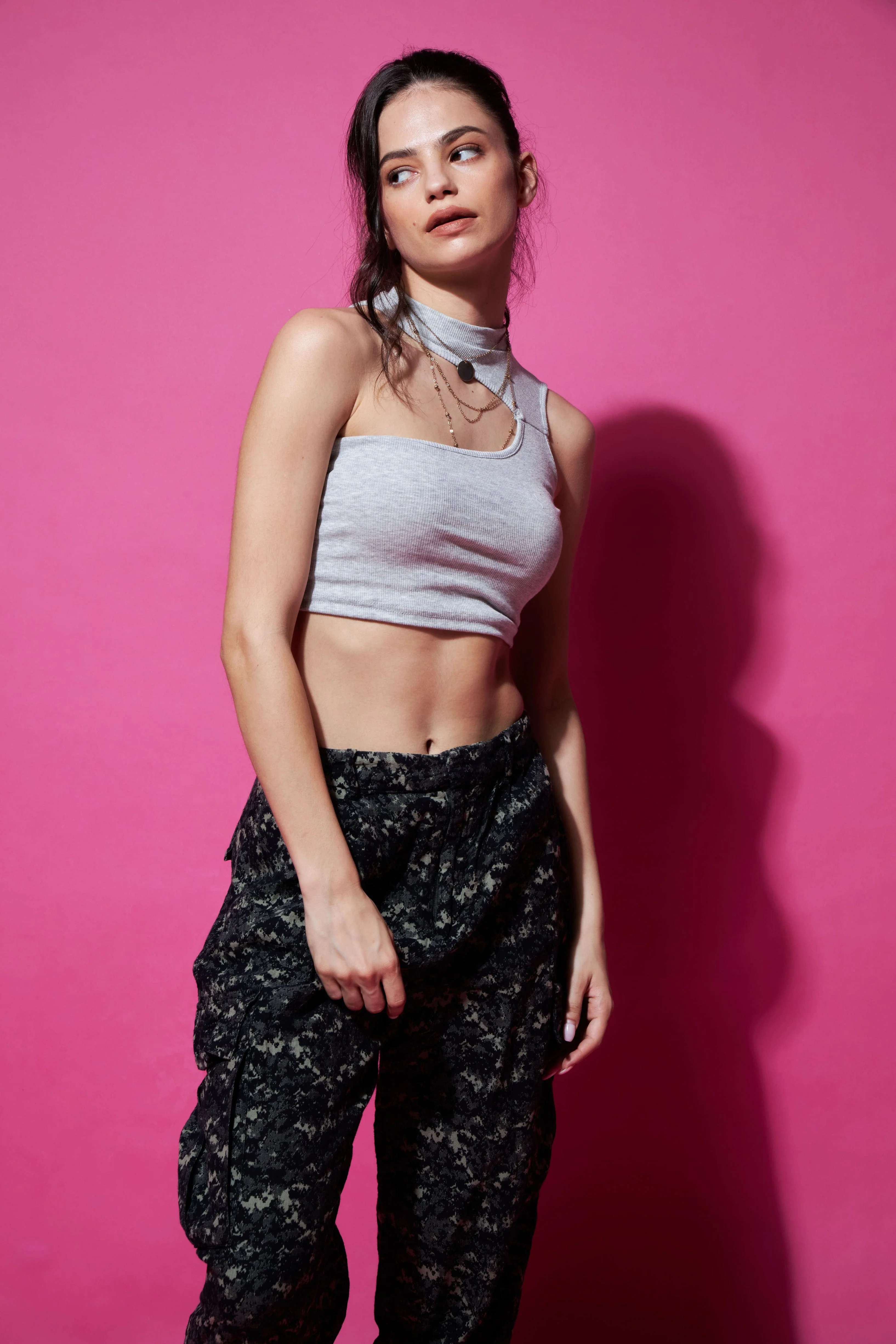Out of the cut asymmetrical crop top - Image 6