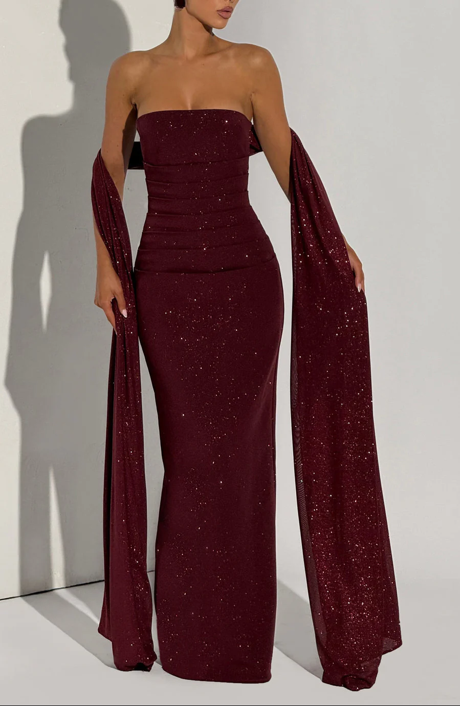 Pandora Maxi Dress in Wine - Image 7
