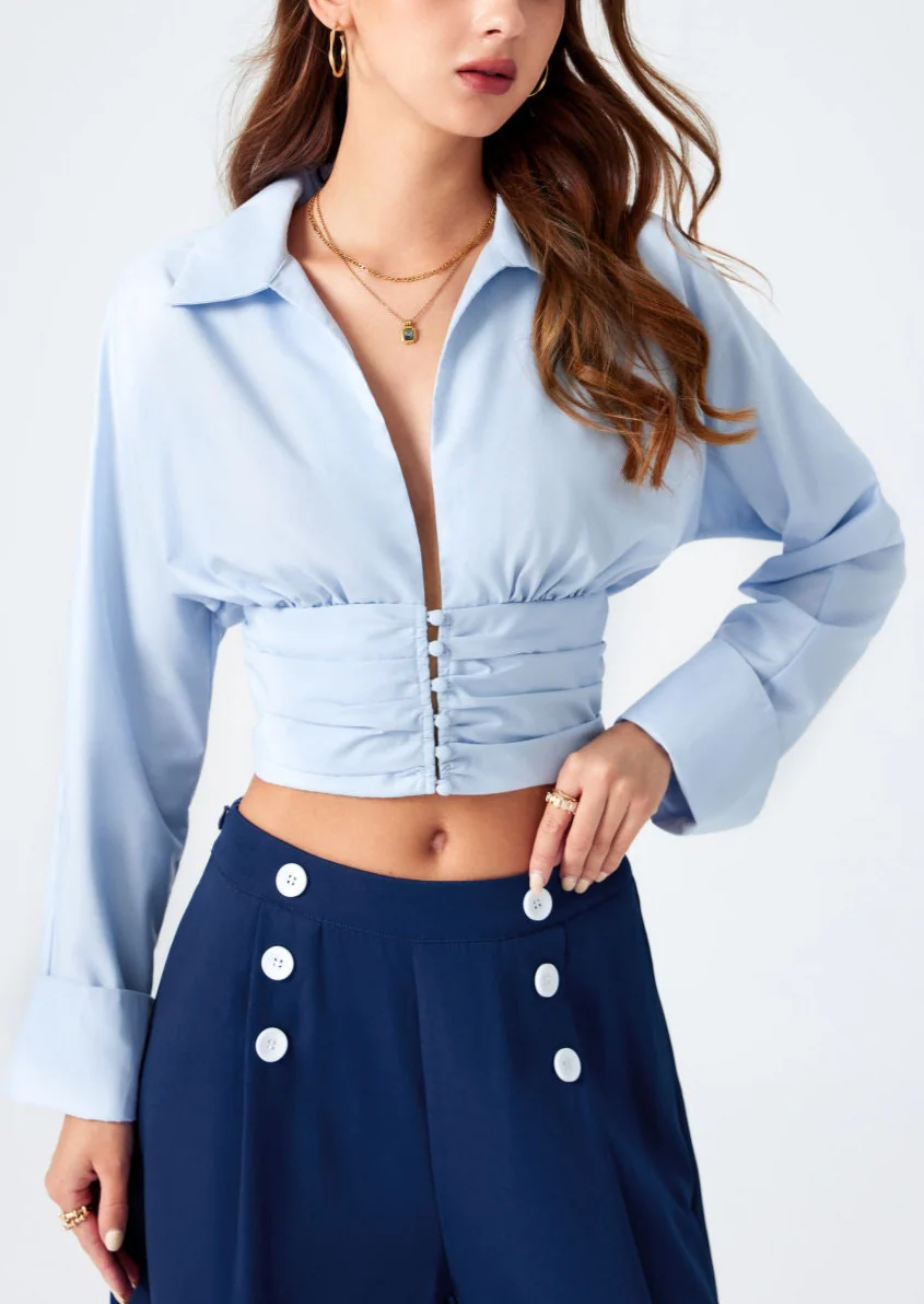 Pia COLLAR V-NECK LONG SLEEVE Top - Image 4